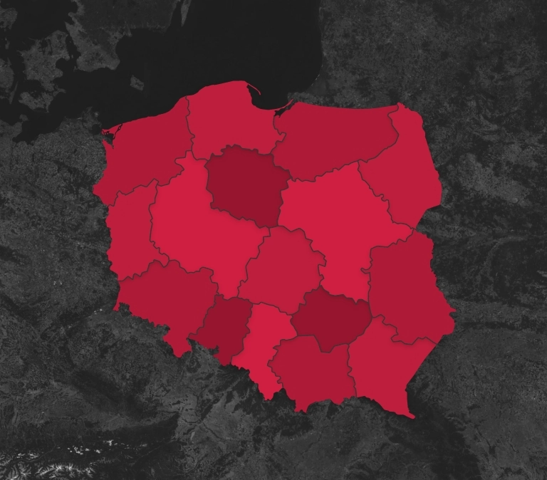 mapa Polski na&nbsp;tle Europy